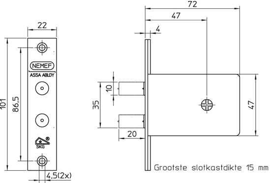 1008/2 GL.SL. SET 2 VEILIGHEIDSBIJZETSLOT, SKG*, DM47MM, KLAVIERSLEUTE  3340866