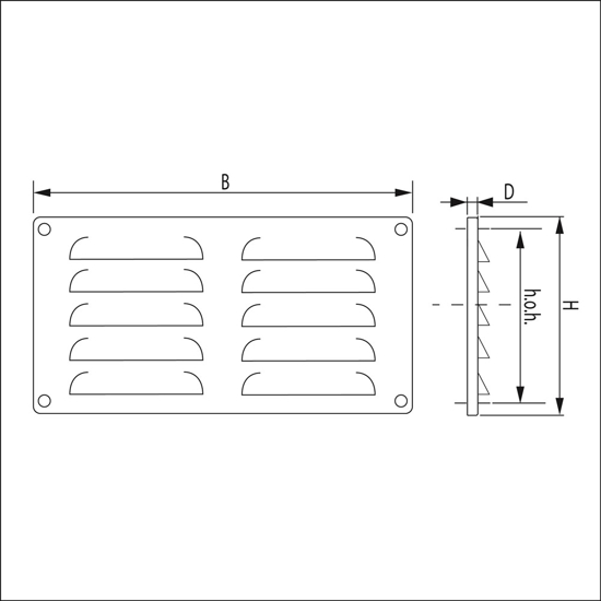 SCHOEPENROOSTER, RVS 316 , OPBOUWMAAT 215X105MM, RVS BULK B1-2211I 3342530