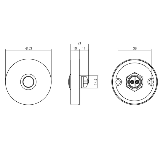 BELDRUKKER ROND VERDEKT ø53X10MM RVS  3343101