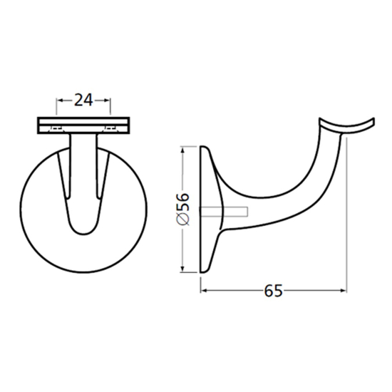 LEUNINGHOUDER 65 HOL M8 ZWART 3501-70E 3345760