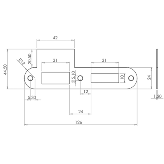 MAUER 101 SL.PLAAT RVS DIN LS/RS  3345888