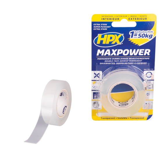 MAX POWER TRANSPARENT BEVESTIGINGSTAPE - 19MM X 2M HT1902 3350600