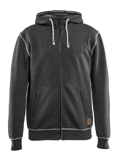 SWEATSHIRT HOODED 1-WEG RITS 3398 - ZWART MELEE  3352948