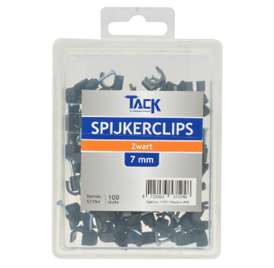 SPIJKERCLIP ZWART 7MM 100 ST PER DOOSJE  3354038