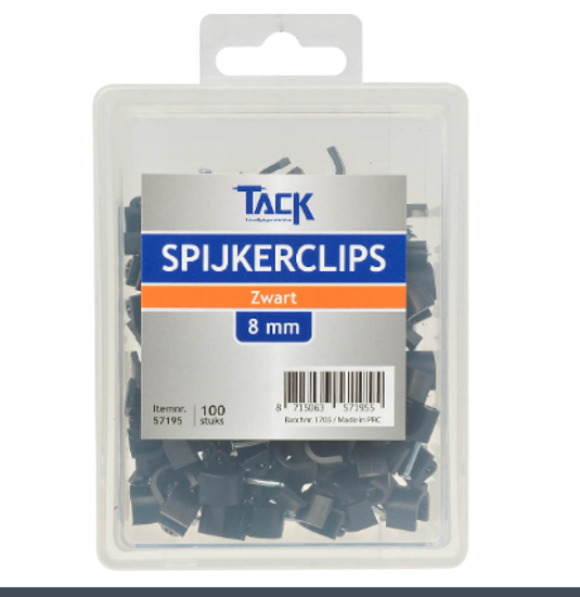 SPIJKERCLIP ZWART 8MM 100 ST PER DOOSJE  3354045