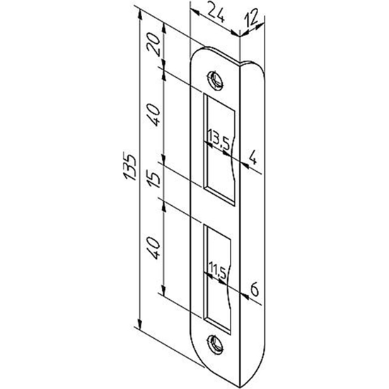 HP 1266/12 DR.2+4 BULK PER 10 HOEKSLUITPLAAT, STAAL VERZINKT 24X135-12  3340865