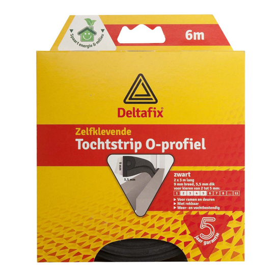 TOCHTSTRIP ZELFKLEVEND O-PROFIEL EPDM ZWART 6 M X 9 MM X 6 MM 148 3357964