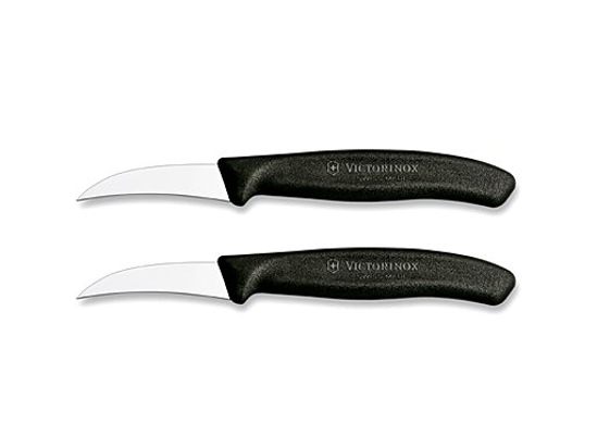 Afbeeldingen van VICTORINOX SCHILMESJE  GEBOGEN 2 STUKS RVS ZWART