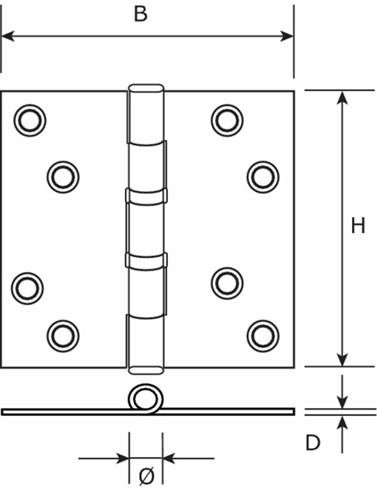 Afbeeldingen van DX KOGELLAGERSCHARNIER RECHTE HOEKEN RVS GEBORSTELD 89X89MM