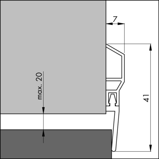 Afbeeldingen van ELLEN DORPELPROFIEL PDS BASIC KUNSTSTOF BRUIN MET AFDICHTINGSLIP 100CM ##NMB