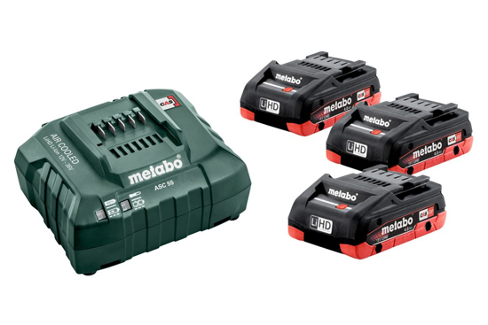 Afbeeldingen van METABO BASISSET 18 V: 3 X LIHD 4.0 AH + LADER ASC 30-36 V