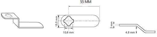 Afbeeldingen van EUROLOCKS GEBOGEN SLUITLIP KRUIS-AANSLUITING 4,8MM 55MM