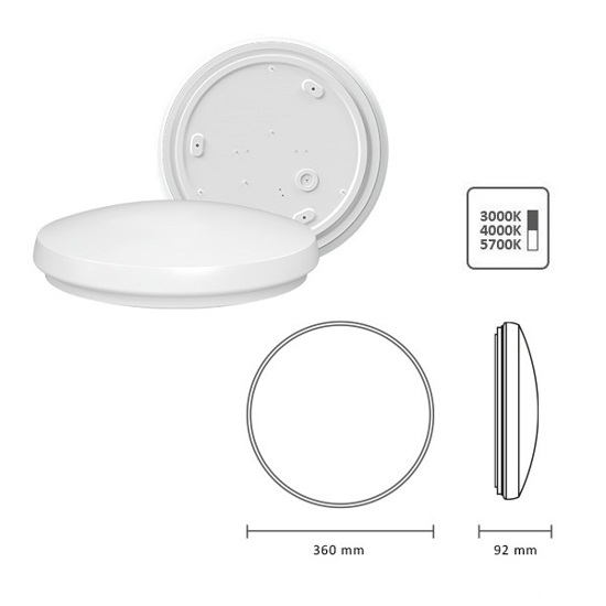 Afbeeldingen van LEDPLAFONNIERE 3/4/6K D360 IP64 18W