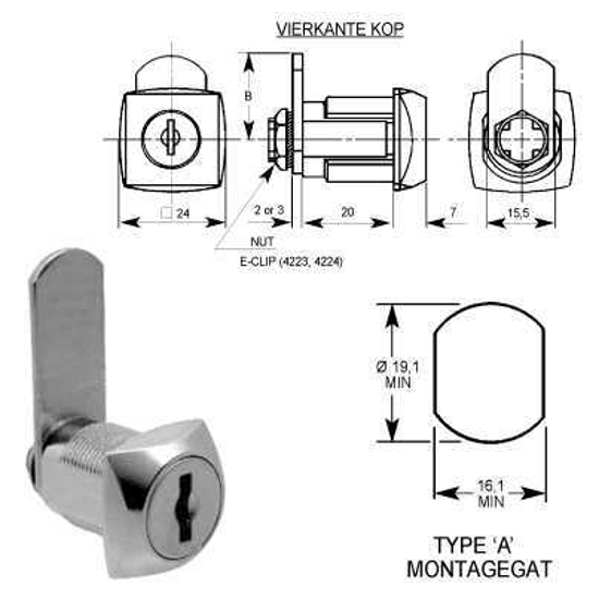 Afbeeldingen van EUROLOCKS HEVELSLOT 20MM CLIP RECHTE LIP 0804