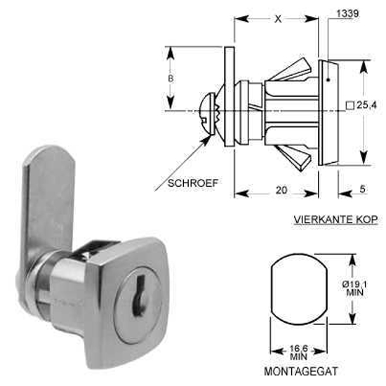 Afbeeldingen van EUROLOCKS HEVELSLOT 20MM KLEMVEER RECHTE LIP 1439