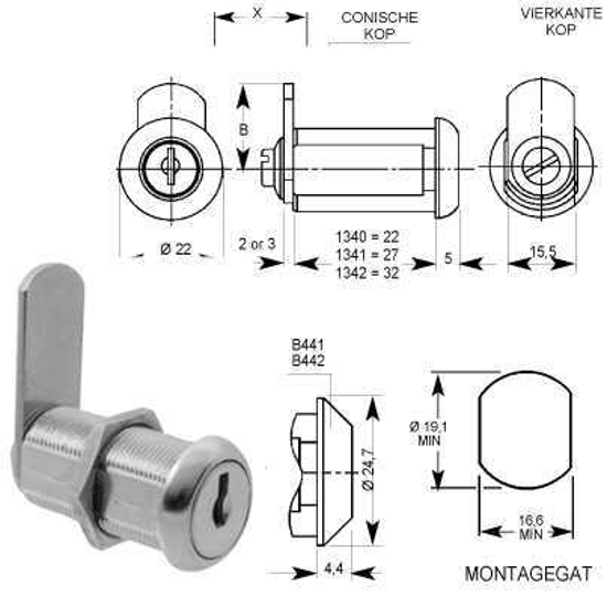 Afbeeldingen van EUROLOCKS HEVELSLOT 22-32MM MOER RECHTE LIP 1342