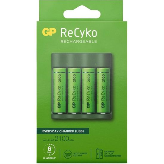 Afbeeldingen van GP RECYKO NIMH LADER B421USB 6UUR INC.4XAA 2100MAH