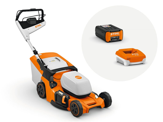 Afbeeldingen van STIHL RMA 453 PV ACCU GRASMAAIER SET MET ACCU EN LADER