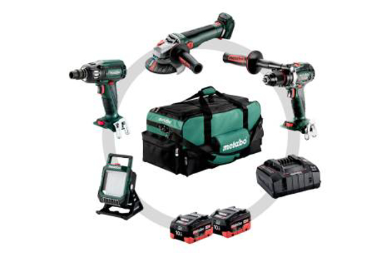 Afbeeldingen van METABO ACCU COMBO SET 4.3.2 18V: BS 18 LTX BL I + SSW 18 LTX 400 BL + WB 18 LT BL 11-125 Q + BSA 18 LED 4000