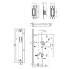 Afbeeldingen van WONINGBOUW MAGNEET BADKAMER/TOILET SLOT 63/8MM, VOORPLAAT AFGEROND RVS, 20X174, DOORN 50MM INCL. SLUITPLAAT/KOM