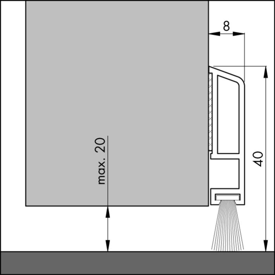 Afbeeldingen van ELLEN DORPELSTRIP PDS-B ZK WIT 100CM