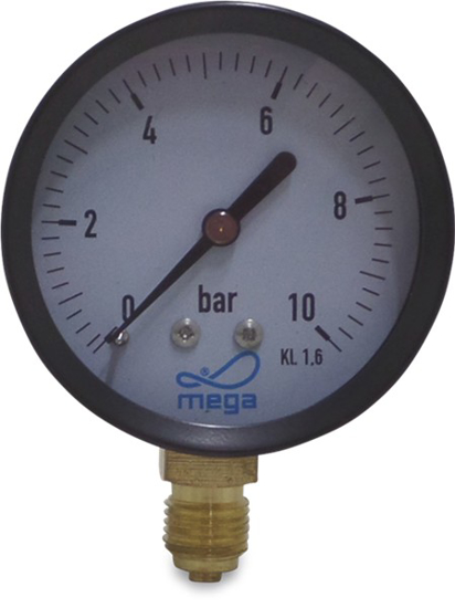 Afbeeldingen van MANOMETER 63 MM 0 - 4BAR ZWART TYPE DROOG ONDERAANSLUITING 1/4"BUI