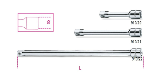 Afbeeldingen van BETA 910/21 VERLENGSTUK 3/8" 125 MM