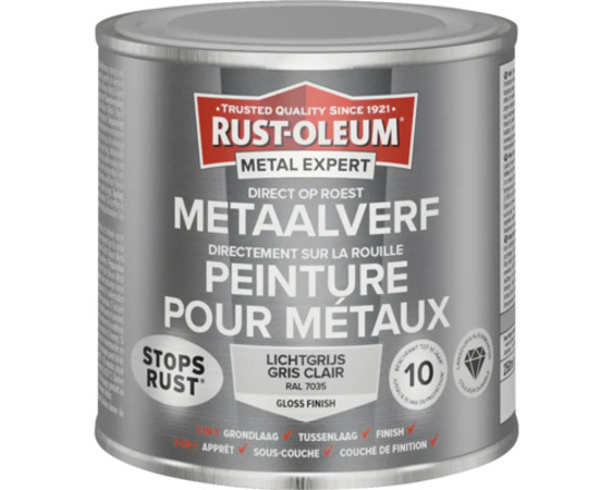 Afbeeldingen van RUST-OLEUM METAALVERF HOOGGLANS WATERGEDRAGEN, LICHTGRIJS RAL 7035, 250ML