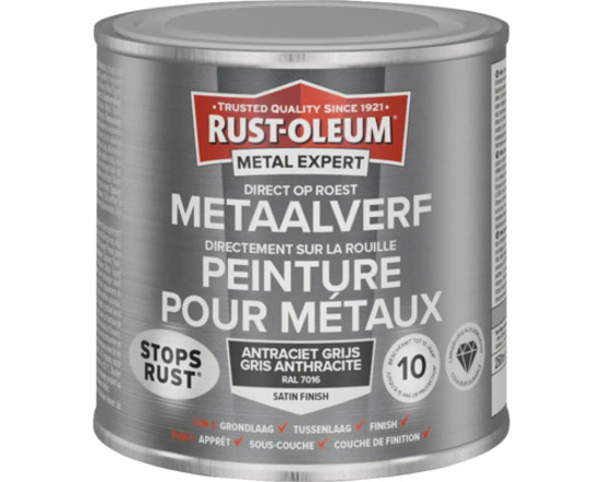 Afbeeldingen van RUST-OLEUM METAALVERF ZIJDEGLANS, ANTRACIETGRIJS RAL 7016, 250ML