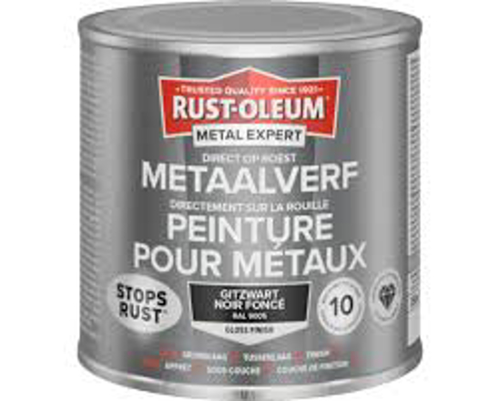 Afbeeldingen van RUST-OLEUM METAALVERF HOOGGLANS, GITZWART RAL 9005, 250ML