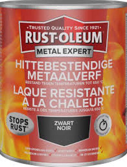 Afbeeldingen van RUST-OLEUM HITTEBESTENDIGE METAALVERF, MAT ZWART, 750ML