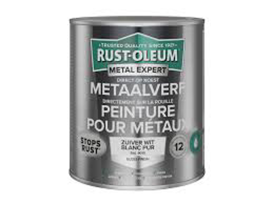 Afbeeldingen van RUST-OLEUM METAALVERF HOOGGLANS WATERGEDRAGEN, ZUIVER WIT RAL 9010, 750ML