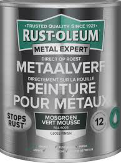 Afbeeldingen van RUST-OLEUM METAALVERF HOOGGLANS WATERGEDRAGEN, MOSGROEN RAL 6005, 250ML