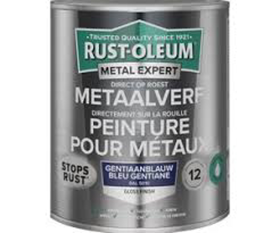 Afbeeldingen van RUST-OLEUM METAALVERF HOOGGLANS WATERGEDRAGEN, GENTIAANBLAUW RAL 5010, 250ML