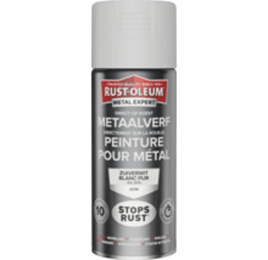 Afbeeldingen van RUST-OLEUM METAALVERF ZIJDEGLANS, ZUIVER WIT RAL 9010, SPUITBUS 400ML