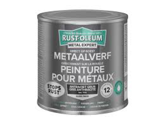 Afbeeldingen van RUST-OLEUM METAALVERF HOOGGLANS WATERGEDRAGEN, ANTRACIETGRIJS RAL 7016, 250ML