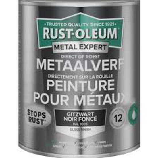 Afbeeldingen van RUST-OLEUM METAALVERF HOOGGLANS WATERGEDRAGEN, GITZWART RAL 9005, 250ML