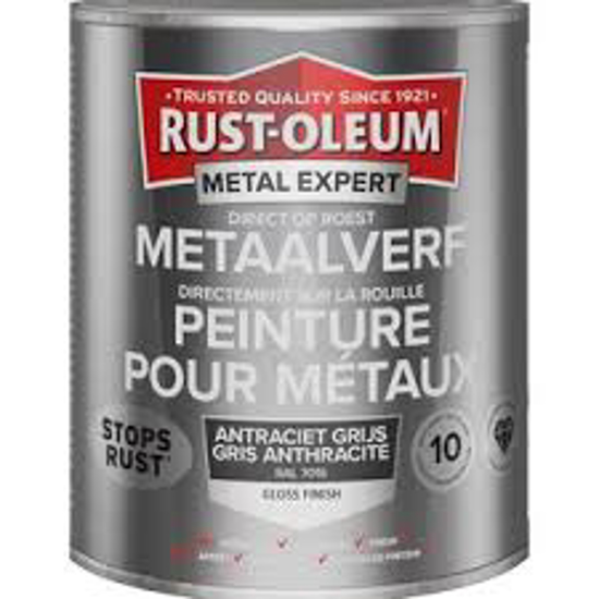 Afbeeldingen van RUST-OLEUM METAALVERF HOOGGLANS, ANTRACIETGRIJS RAL 7016, 750ML