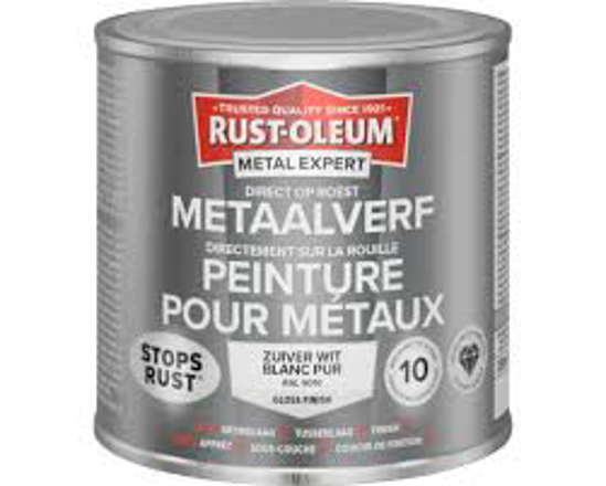 Afbeeldingen van RUST-OLEUM METAALVERF HOOGGLANS, ZUIVER WIT RAL 9010, 250ML