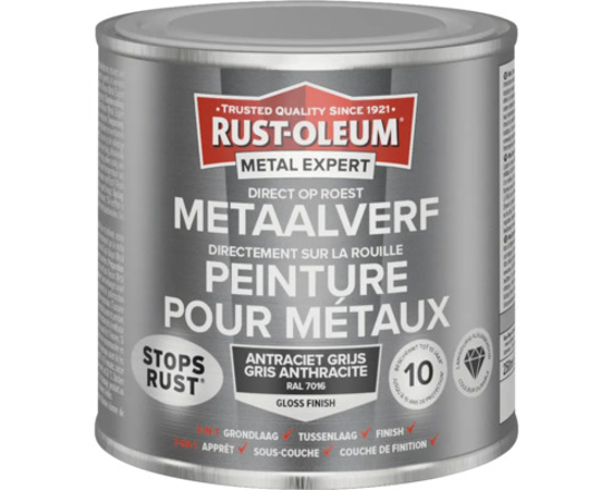 Afbeeldingen van RUST-OLEUM METAALVERF HOOGGLANS, ANTRACIETGRIJS RAL 7016, 250ML