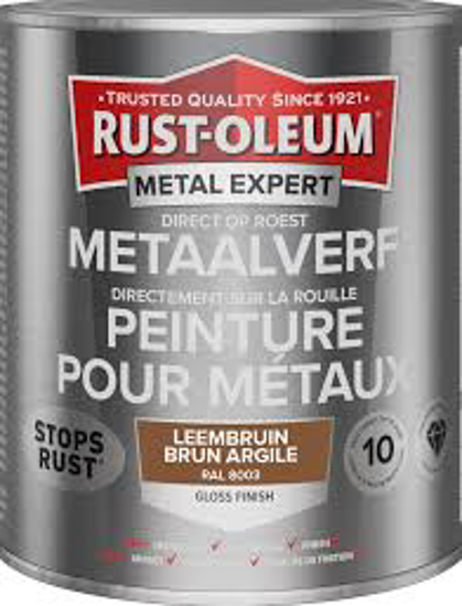 Afbeeldingen van RUST-OLEUM METAALVERF HOOGGLANS, LEEMBRUIN RAL 8003, 250ML