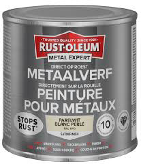 Afbeeldingen van RUST-OLEUM METAALVERF HOOGGLANS, PARELWIT RAL 1013, 250ML