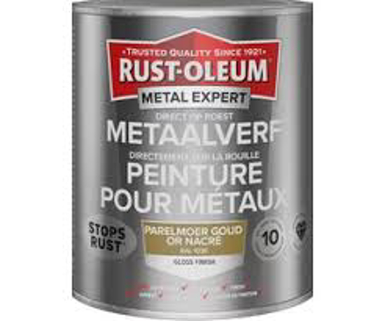 Afbeeldingen van RUST-OLEUM METAALVERF HOOGGLANS, PARELMOER GOUD RAL 1036, 750ML