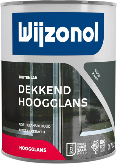 Afbeeldingen van WIJZONOL DEKKEND HOOGGLANSLAK 750ML RAL 9450 ZWART