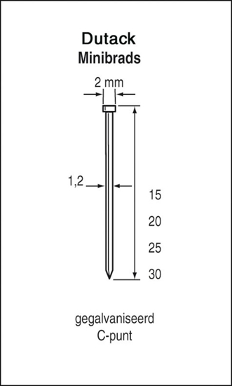 Afbeeldingen van DUTACKFASTENERS MINIBRAD SKN12 CNK 30MM (5000)