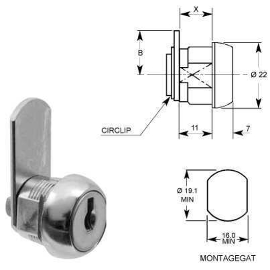 Afbeeldingen van EUROLOCKS HEVELSLOT 11MM CLIP RECHTE LIP 1362